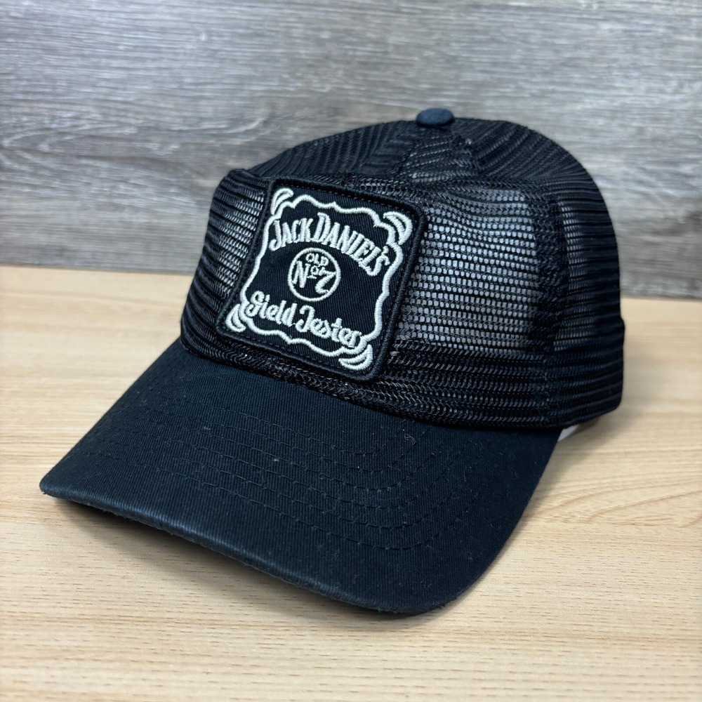 Jack‎ Daniels Hat Cap Snapback Black Whiskey Field Tester All Mesh Logo Patch